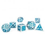 HYMGHO Draconis Solid Metal Iron Brushed Dice Set - Cold Blue (7)