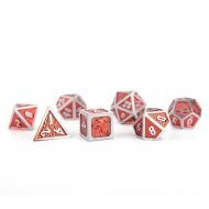 HYMGHO Draconis Solid Metal Iron Brushed Dice Set - Red (7)