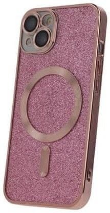 Forever Silikonové TPU pouzdro Mag Glitter Chrome pro iPhone 15 plus růžové (TPUAPIP15PLMGCTFOPI)