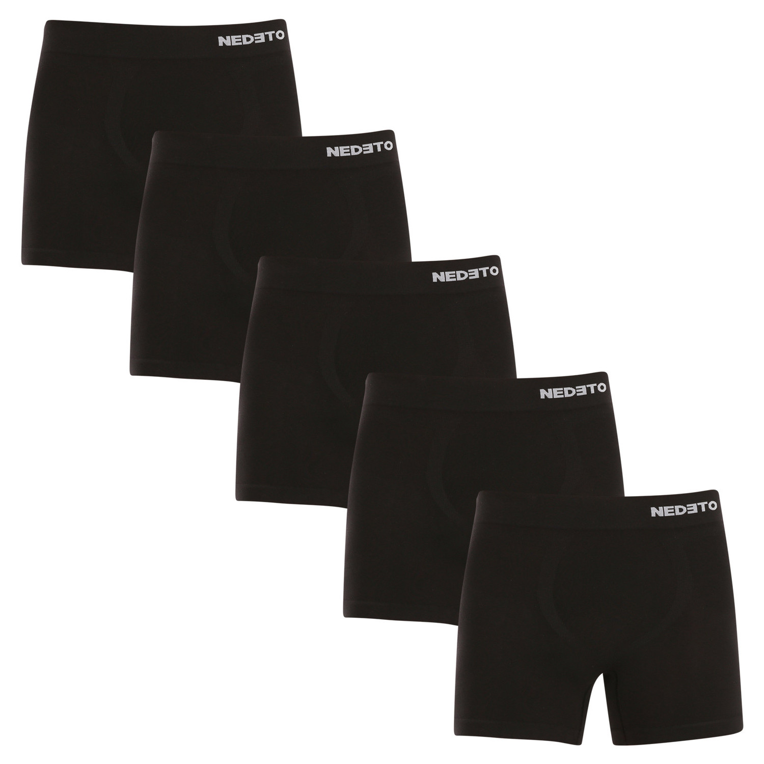 5PACK pánské boxerky Nedeto bezešvé bambusové černé (5NDTB001S) L