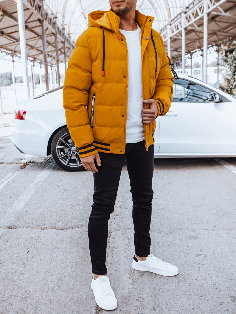 Pánská žlutá prošívaná zimní bunda Dstreet