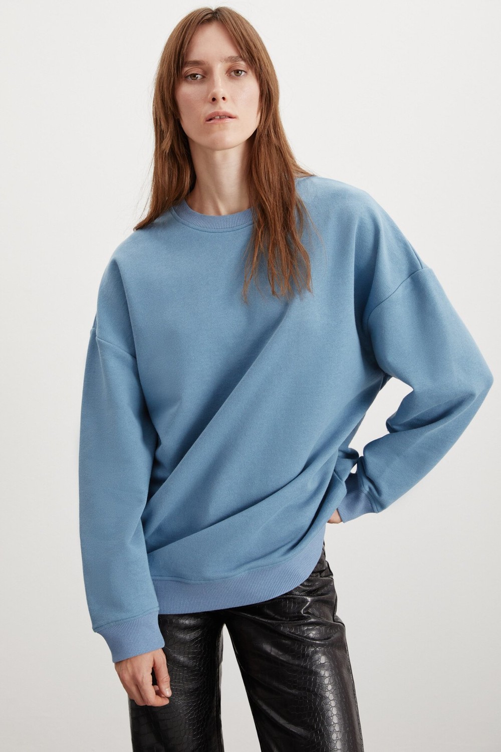 GRIMELANGE ALLYS Oversize Blue Single Sweatshirt