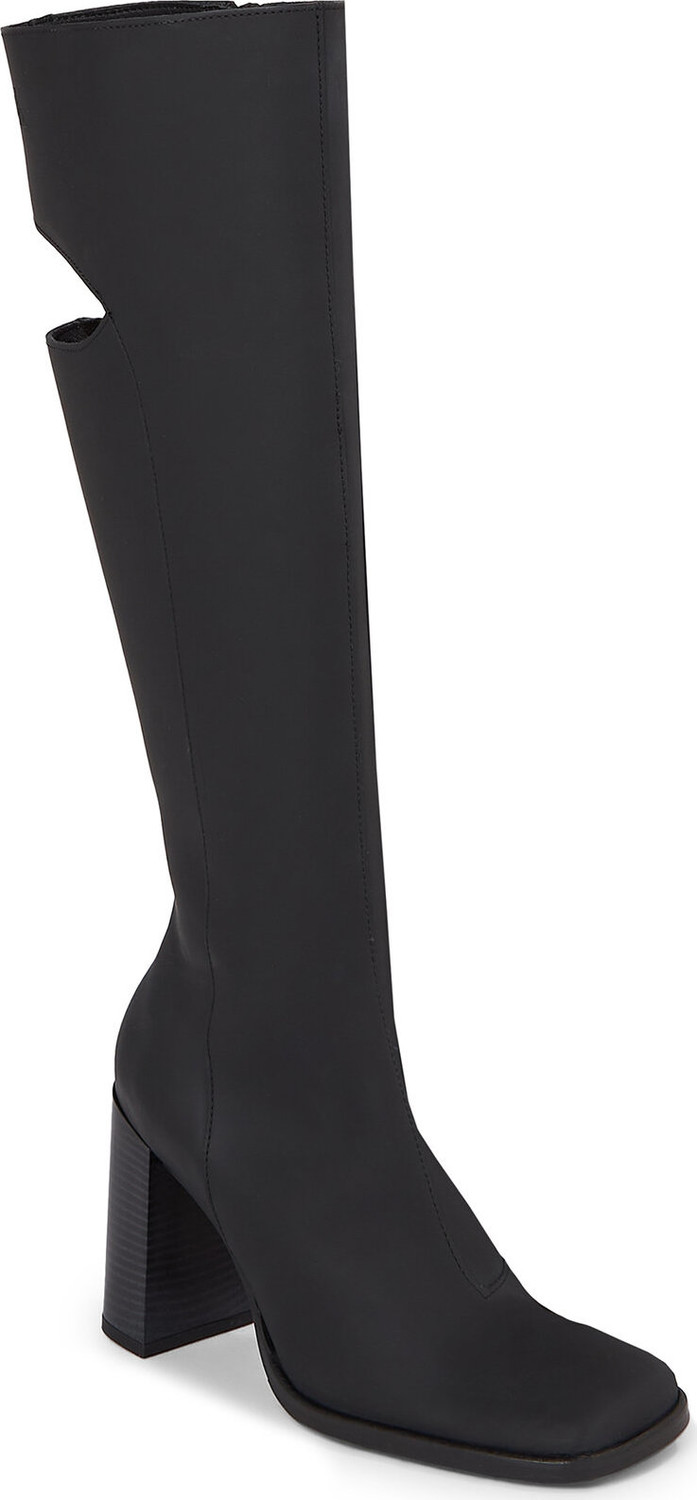 Kozačky Calvin Klein Jeans Long Heel Zip Boot Cut Out Edgy YW0YW01253 Triple Black 0GT