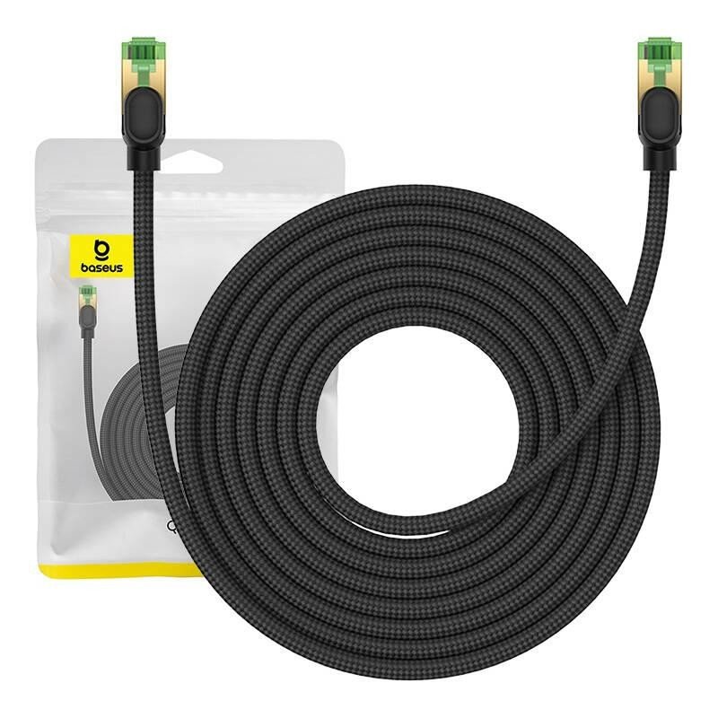 Opletený síťový kabel Cat 8 Baseus Ethernet RJ45, 40Gb/s, 8 m (černý)