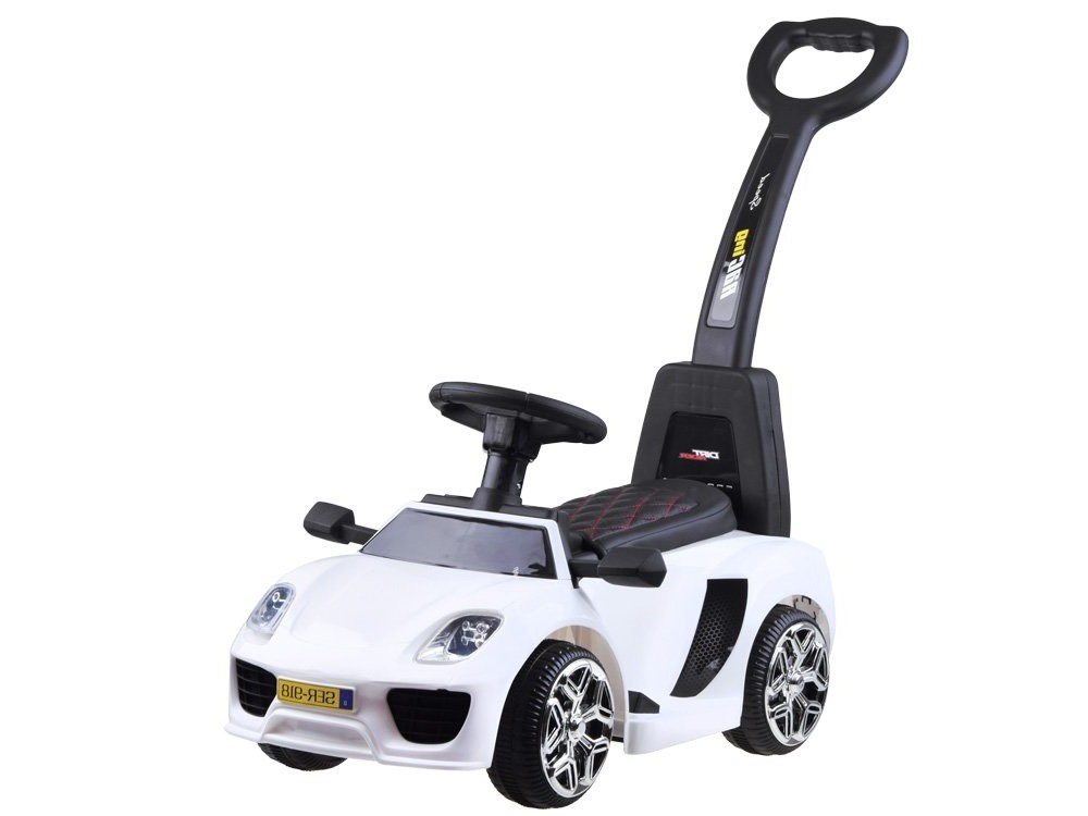 Mamido Mamido Dětské elektrické autíčko odrážedlo s vodící tyčí 3v1 bílé