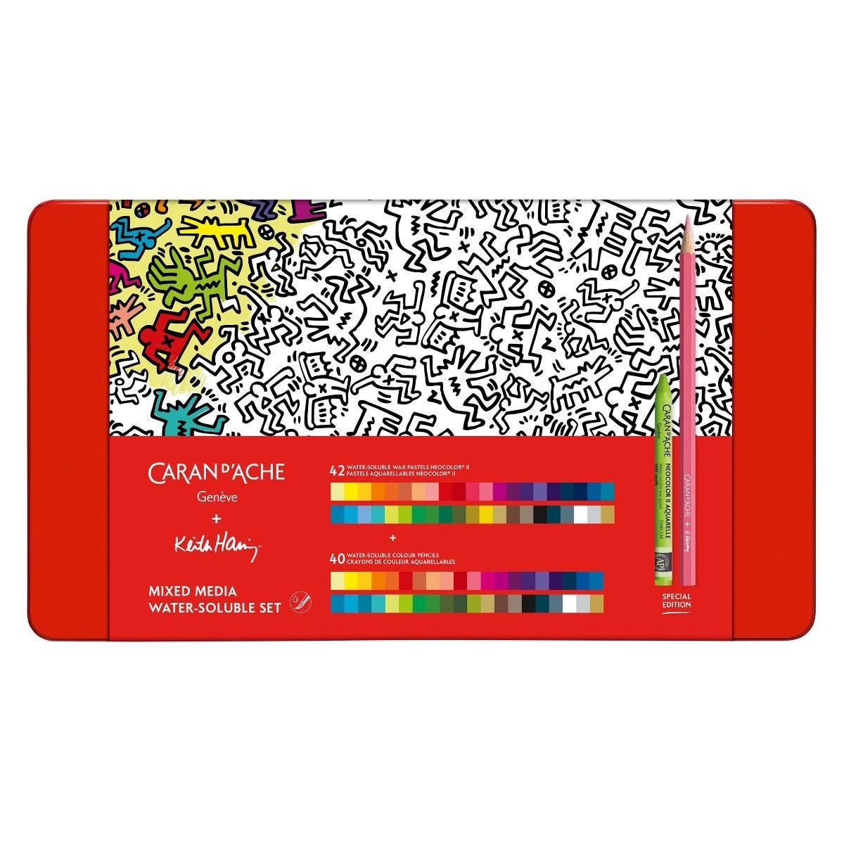 Caran d'Ache Caran d'Ache, CC3000.023, Mixed media Keith Haring, sada výtvarných potřeb pro akvarel, 82 ks