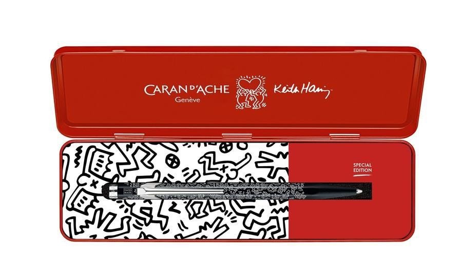 Caran d'Ache Caran d'Ache, NM0849.223, kuličkové pero Keith Haring v kovové kazetě, černá, 1 ks