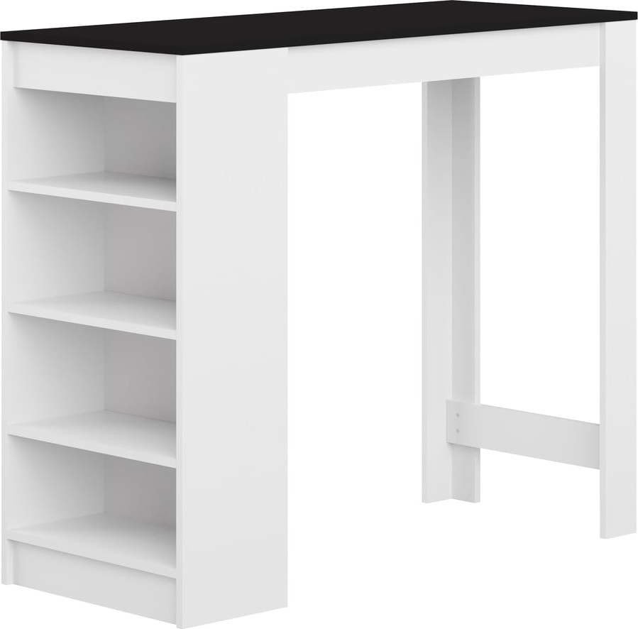 Bílý barový stůl s černou deskou 115x50 cm Aravis - TemaHome