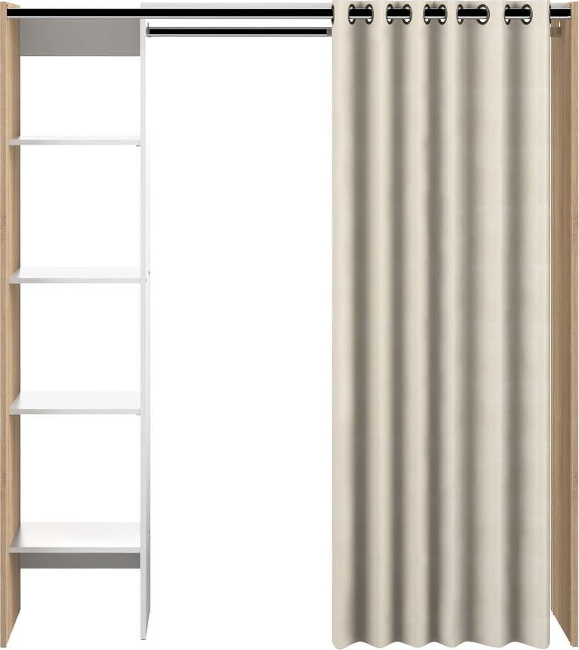 Bílo-béžová šatní skříň v dekoru dubu 160x182 cm Tom - TemaHome