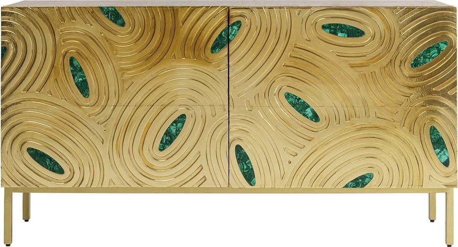 Nízká komoda z mangového dřeva ve zlaté barvě 150x80 cm Saragossa – Kare Design