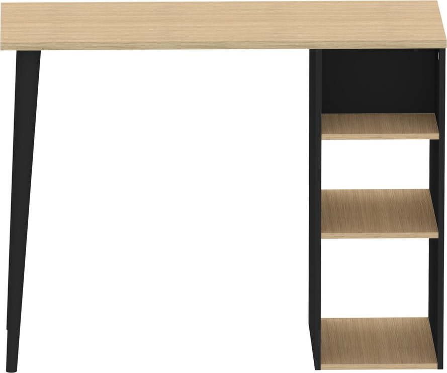 Černý barový stůl s deskou v dubovém dekoru 120x50 cm Baco - TemaHome