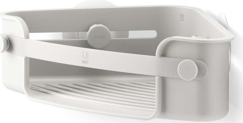 Šedá rohová samodržící koupelnová polička z recyklovaného plastu Flex Adhesive – Umbra