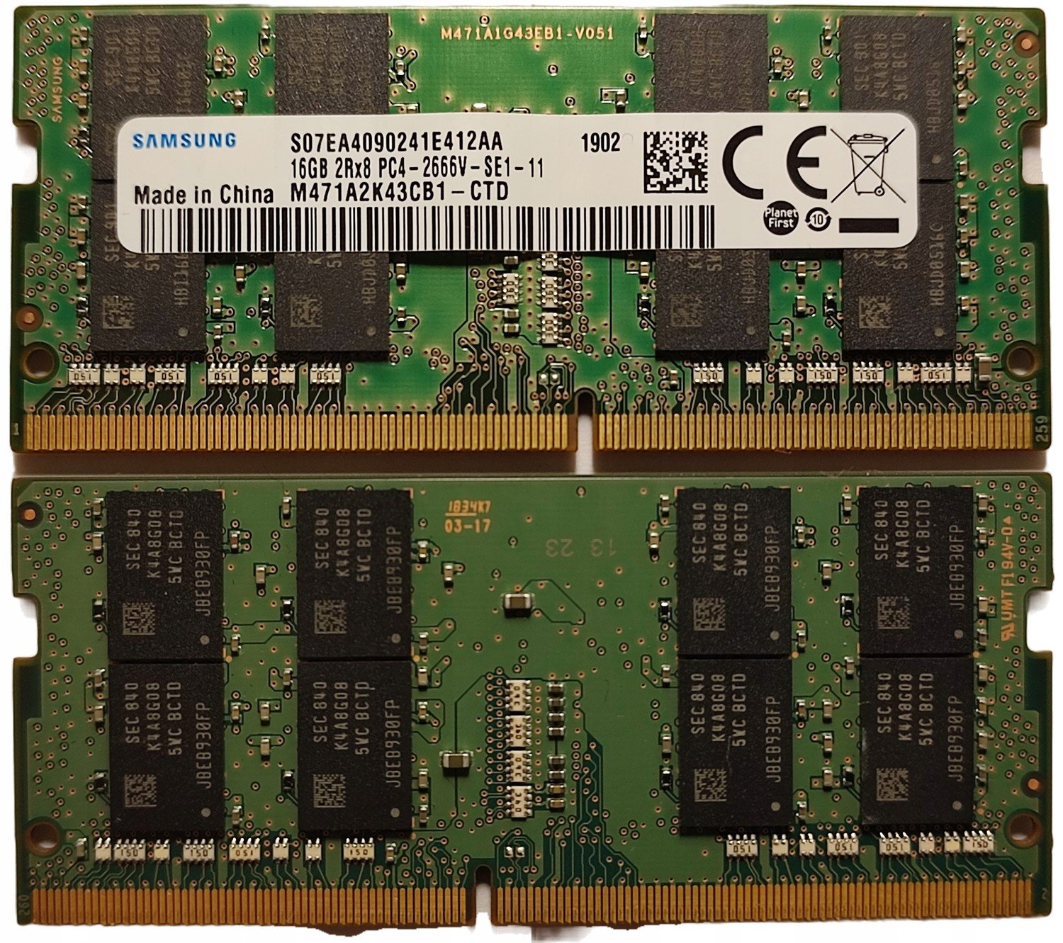 16GB Samsung 2666MHz 1,2V M471A2K43CB1-CTD