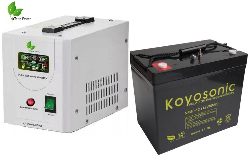 Záložní Zdroj Ups ClearPower500 12V/230V+baterie Koyosonic 12V 80Ah