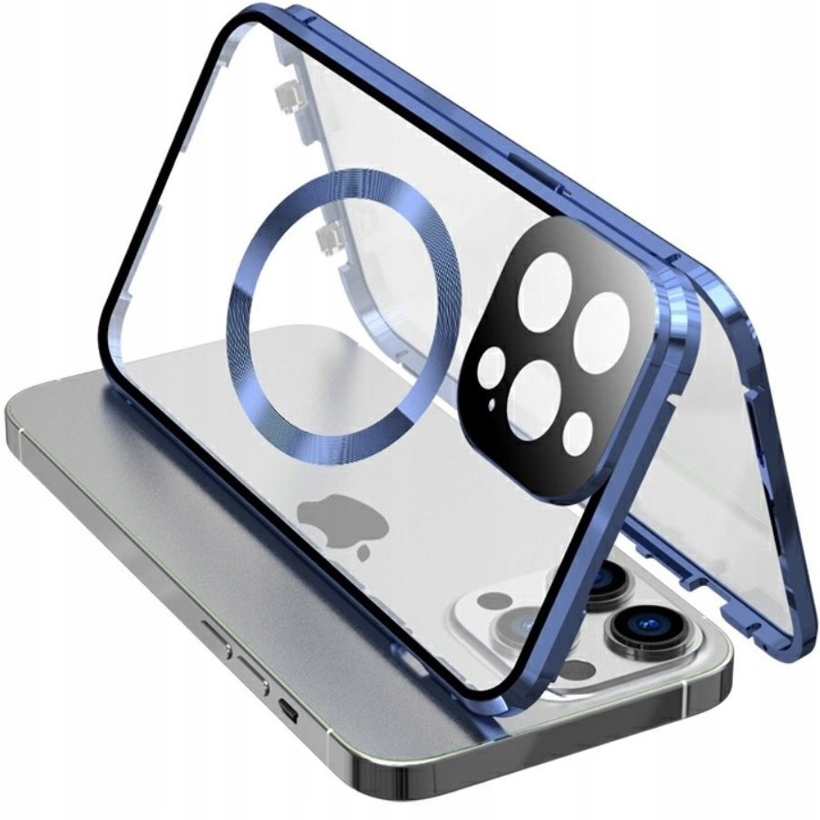 Magnetické pouzdro Dual Glass Magsafe pro iPhone 15, pouzdro kompletní ochrana