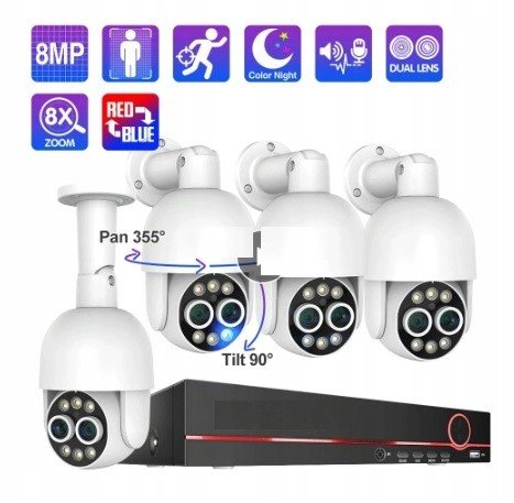 Sada Otočných Kamer S Duálním 8MP Objektivem