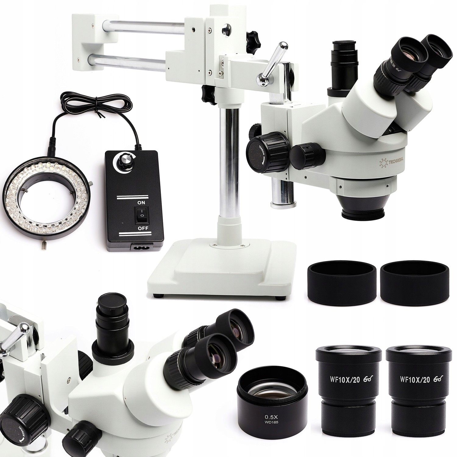 Stereoskopický Mikroskop Trinokualrový Optický 10HW Objektiv 0,5X Sada