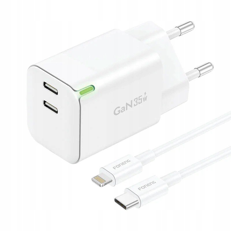 Foneng síťová nabíječka GAN35 2x Usb-c 2.4A