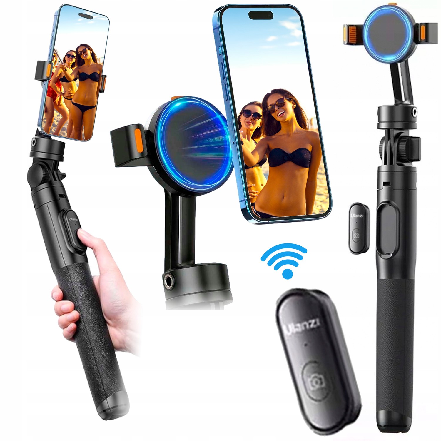 Selfie tyč Tripod Bluetooth dálkové ovládání Monopod Vysoká 160cm Magnetická