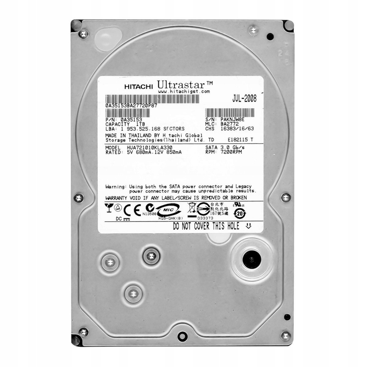 UltraStar A7K1000 1TB 7.2K 32MB Sata II 3.5'' HUA721010KLA330