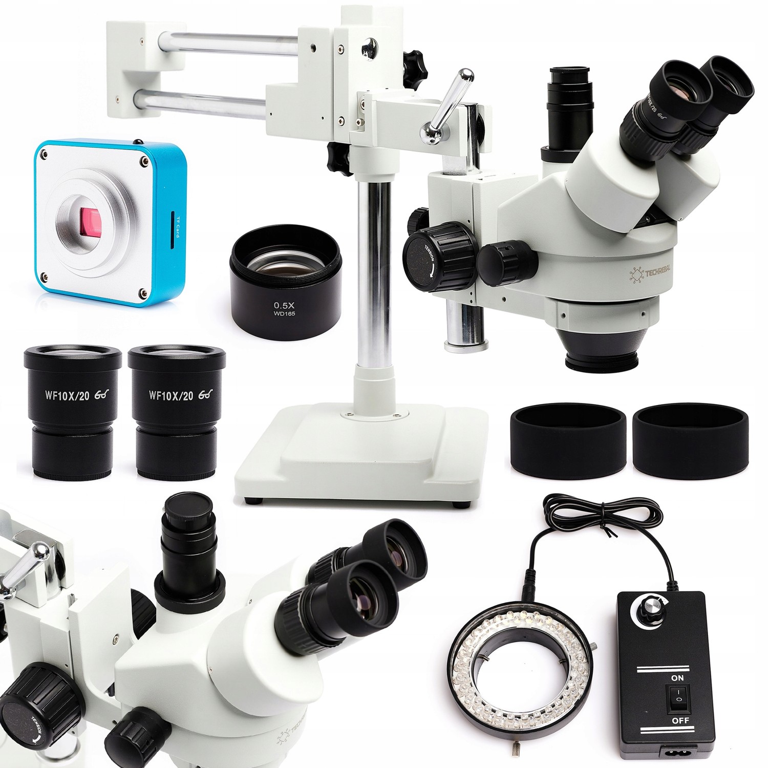 Optický Mikroskop Trinokualrová Kamera 16MP Full Hd 4K Sada Osvětlení