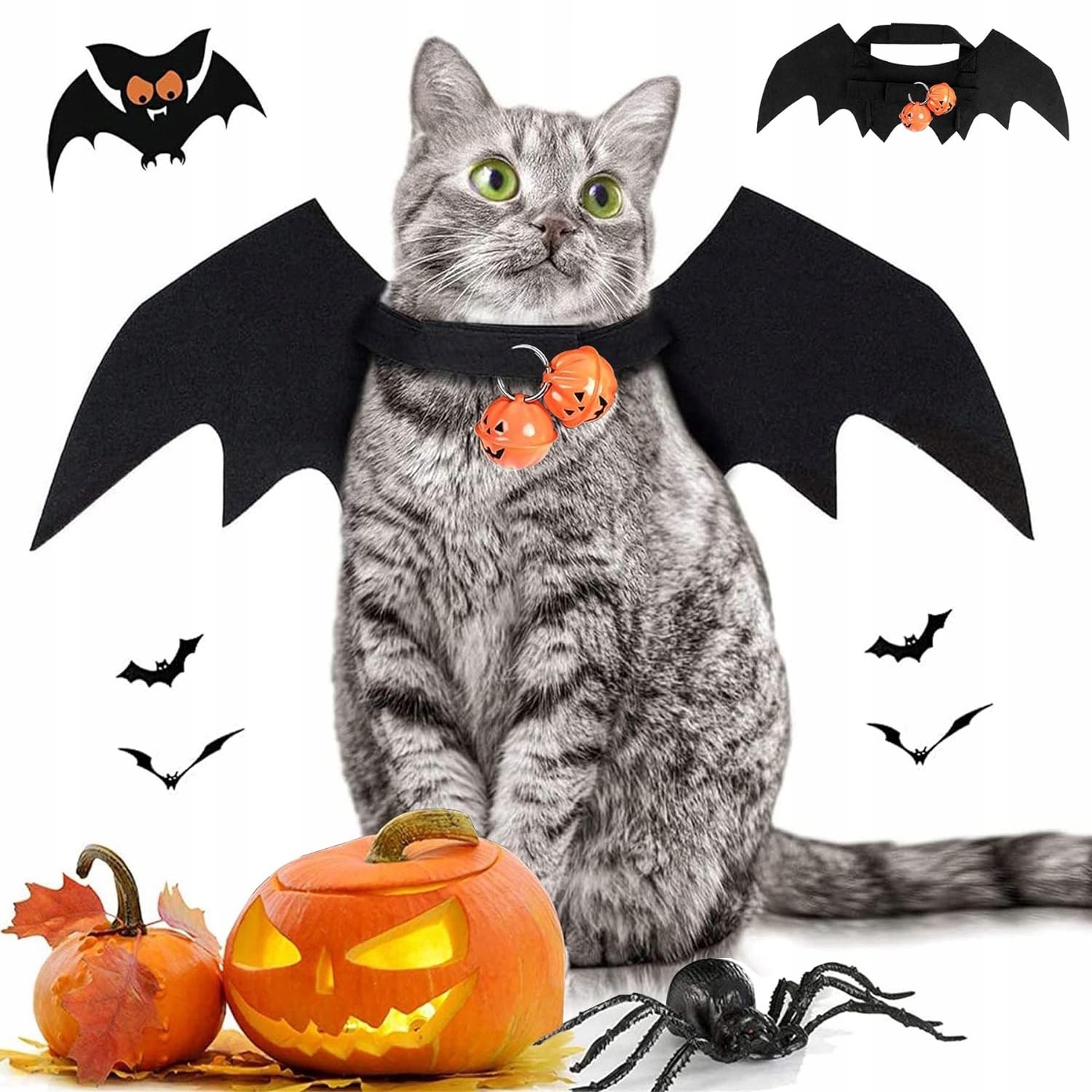 Křídla Kostým Netopýr Outfit Na Halloween Pes Kočka Plsť Černá Odolná