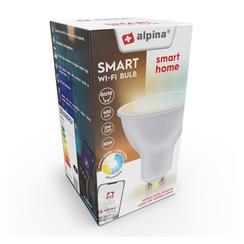 Chytrá žárovka LED WIFI bílá stmívatelná GU10