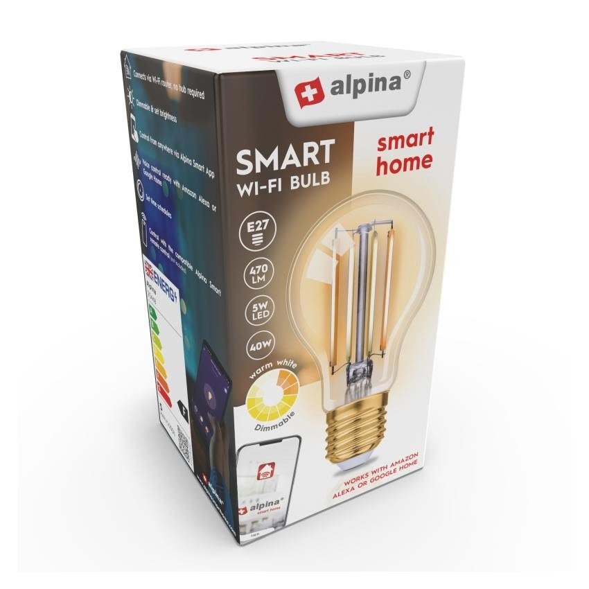 Chytrá žárovka LED WIFI bílá stmívatelná E27 470LM