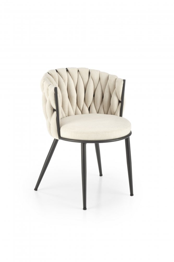 Jídelní křeslo RIOLA II — ocel, látka, černá / béžová