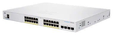 Cisco switch CBS350-24FP-4G-UK, 24xGbE RJ45, 4xSFP, fanless, PoE+, 370W - REFRESH