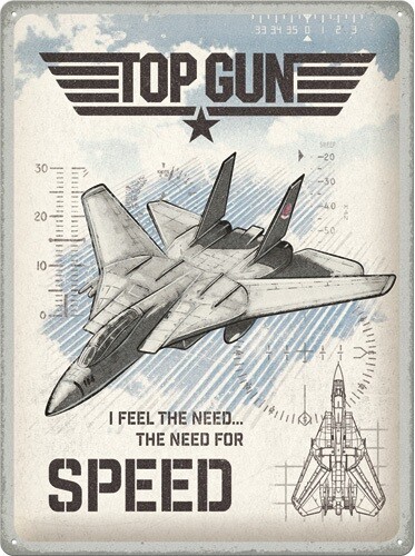 Postershop Plechová cedule Top Gun Speed, ( x  cm)