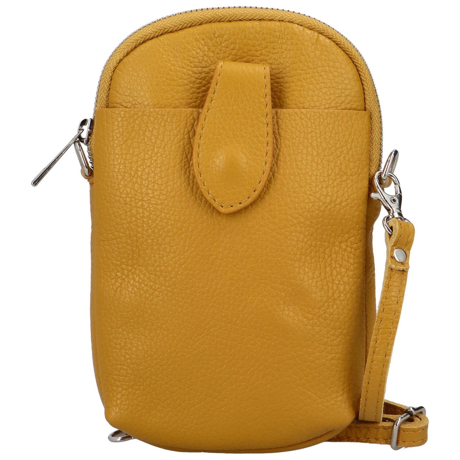 Trendy dámská kožená MINI crossbody Betsy, žlutá