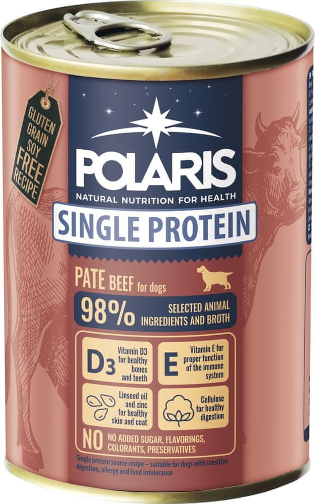 POLARIS Single Protein Paté konzerva pro psy hovězí 6x400 g