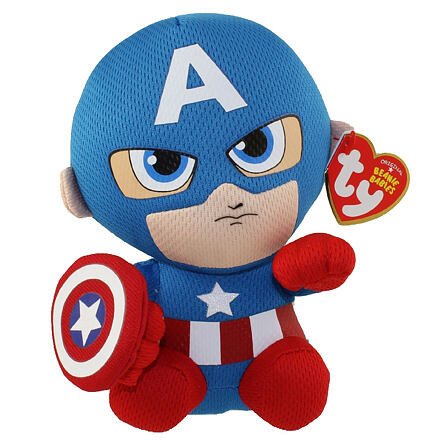 Meteor TY Beanie Babies Marvel CAPTAIN AMERICA, 15 cm (1)