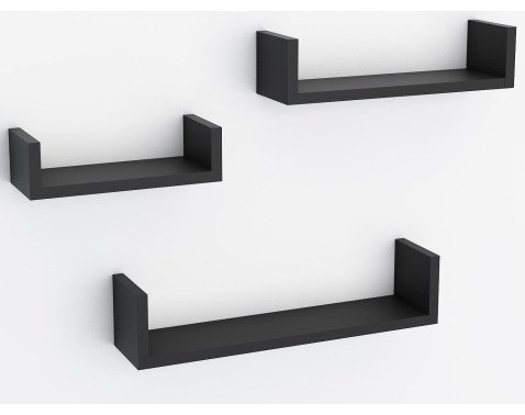 Sada 3 poliček Triple, černé