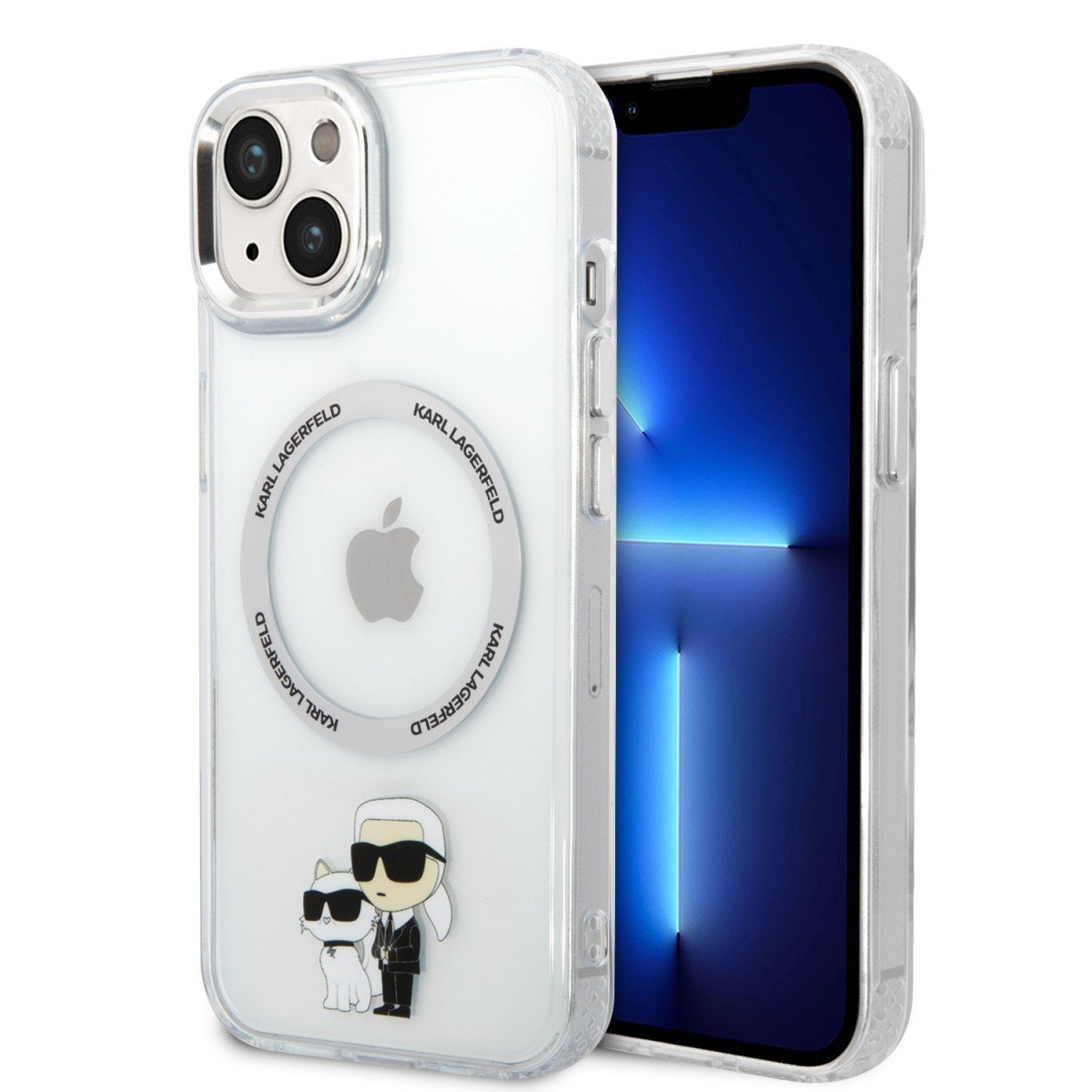 Karl Lagerfeld IML Karl and Choupette NFT MagSafe Zadní Kryt pro iPhone 15 Transparent