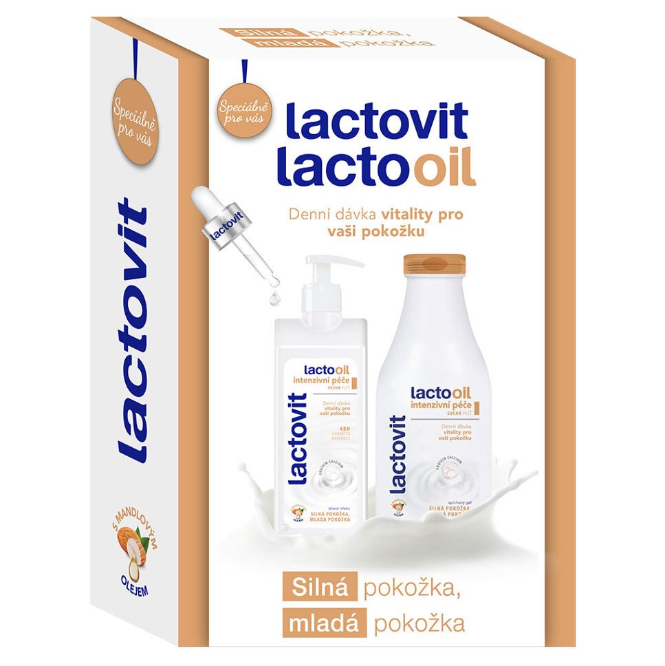 LACTOVIT Lactooil Sprchový gel 500 ml + Tělové mléko 400 ml  Dárkové balení