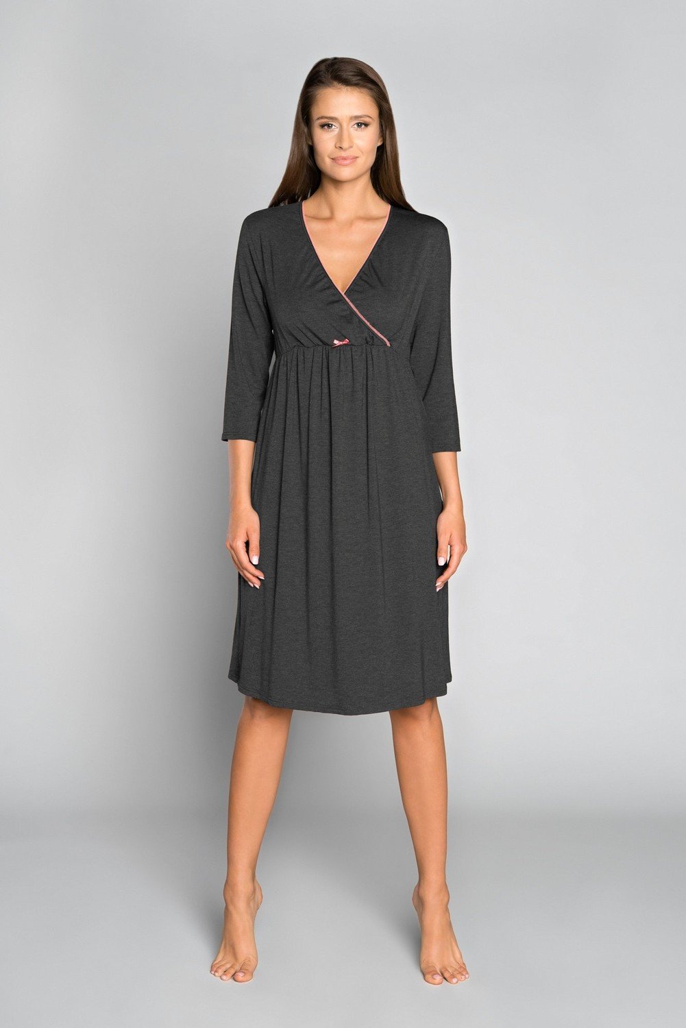 Dámská košile Sonata 3/4 rukáv - tmavá melanž/losos