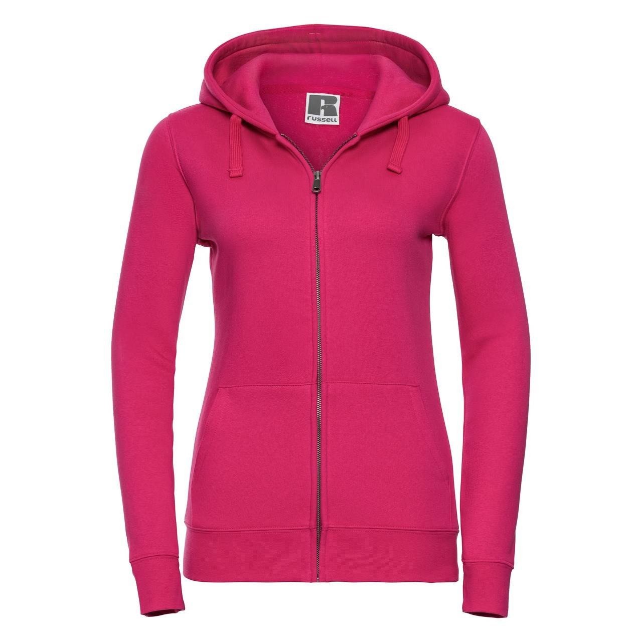 Pink women's hoodie with Authentic Russell zipper