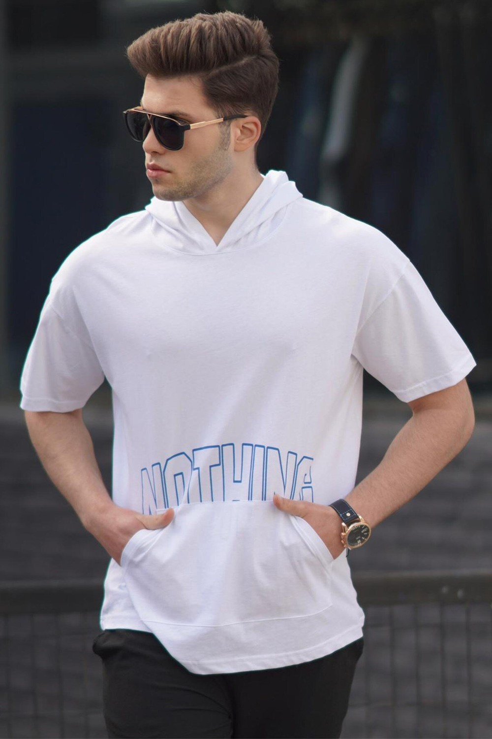 Madmext White Men's Printed T-Shirt 5236