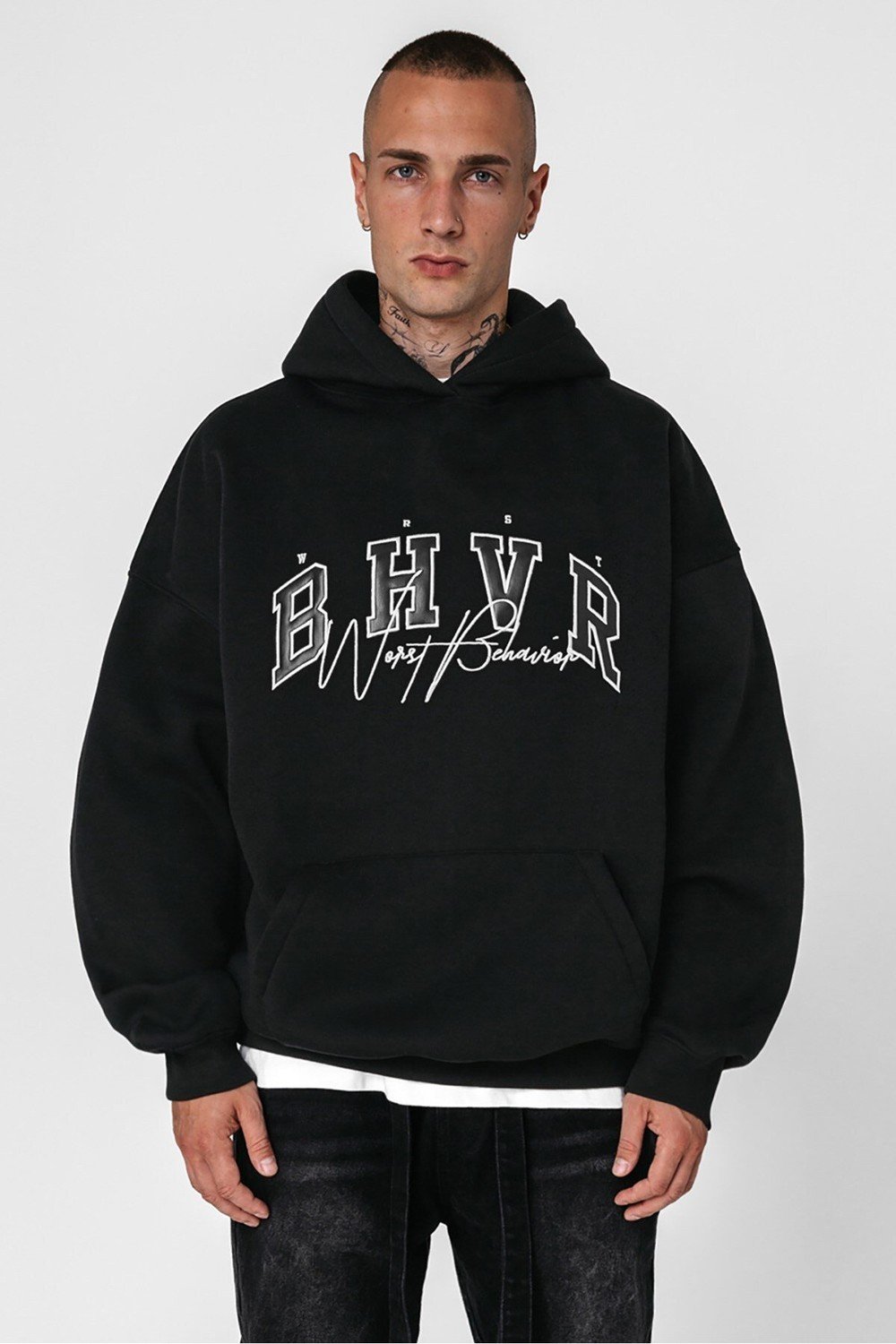 Madmext Black Oversized Men's Sweatshirt 5344