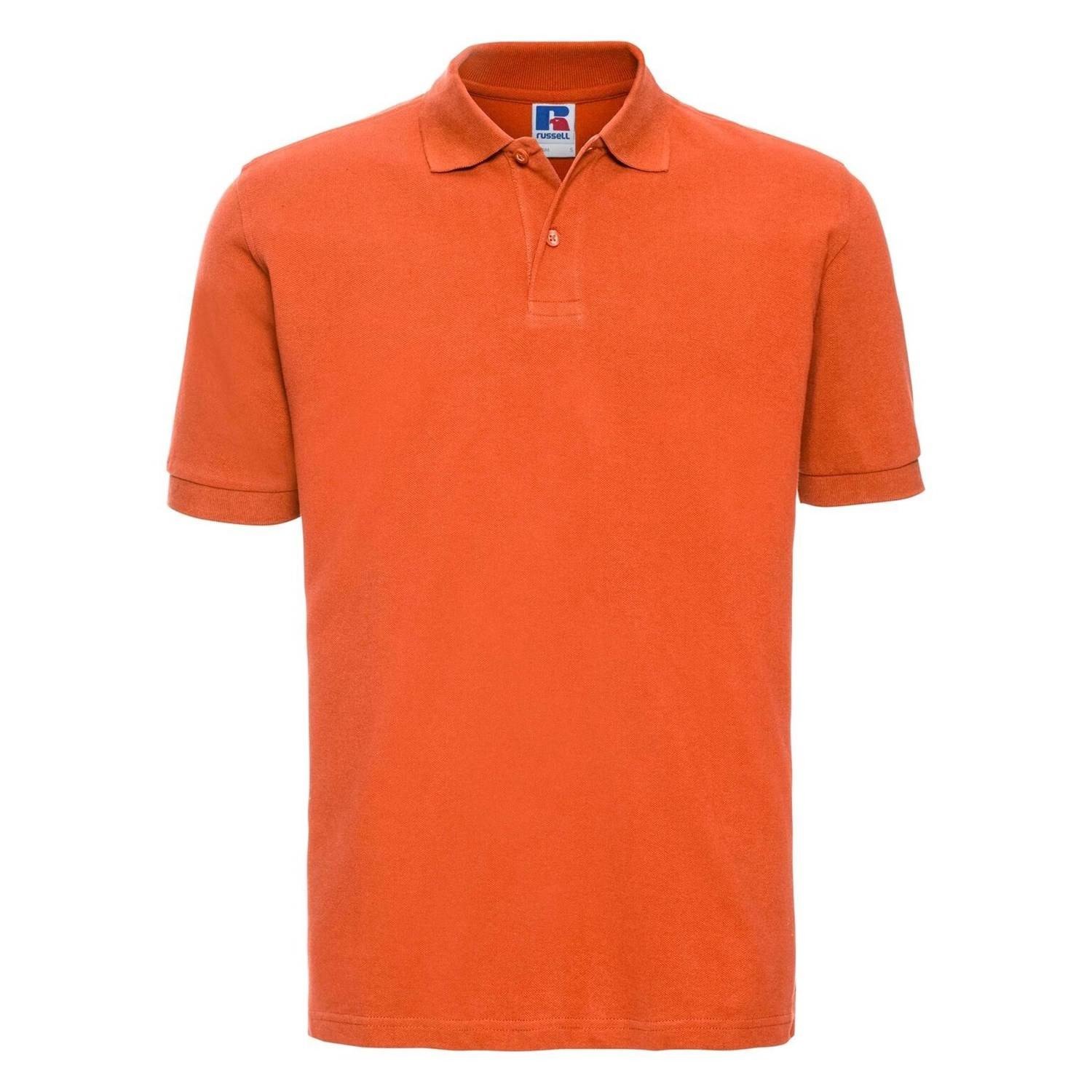 Orange Men's Polo Shirt 100% Cotton Russell