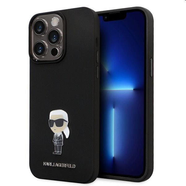 Zadní kryt Karl Lagerfeld Liquid Silicone Metal Ikonik pro Apple iPhone 15 Pro Max, černé