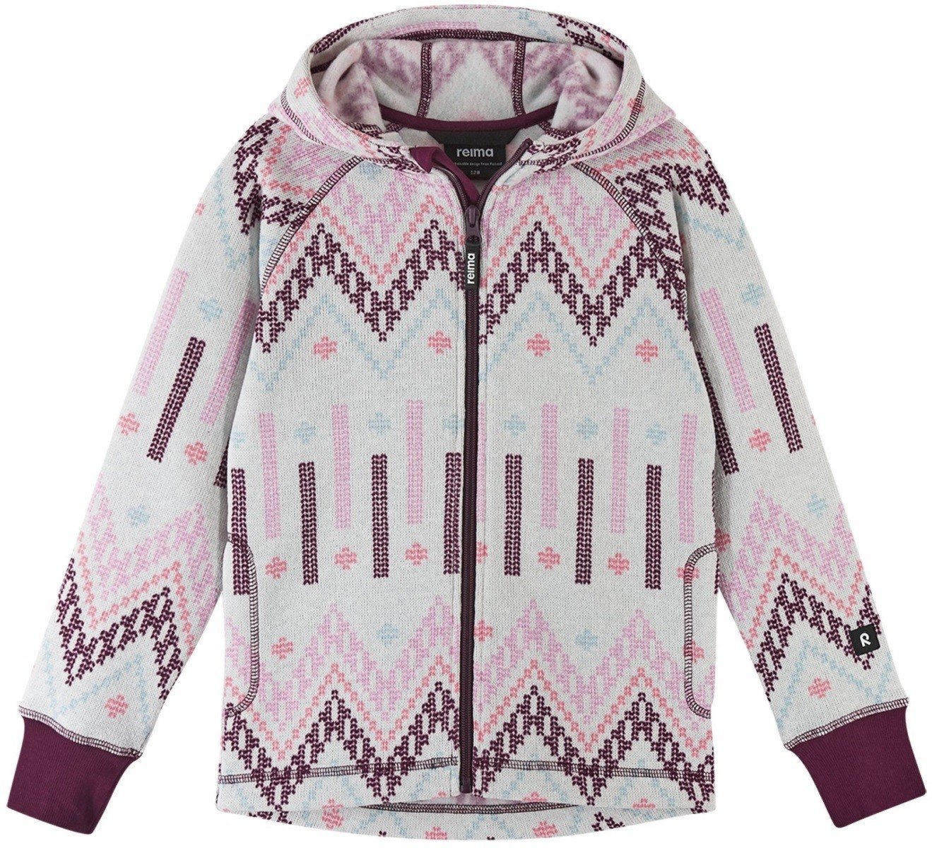 Dětský fleecový svetr reima northern bílá/fialová 128
