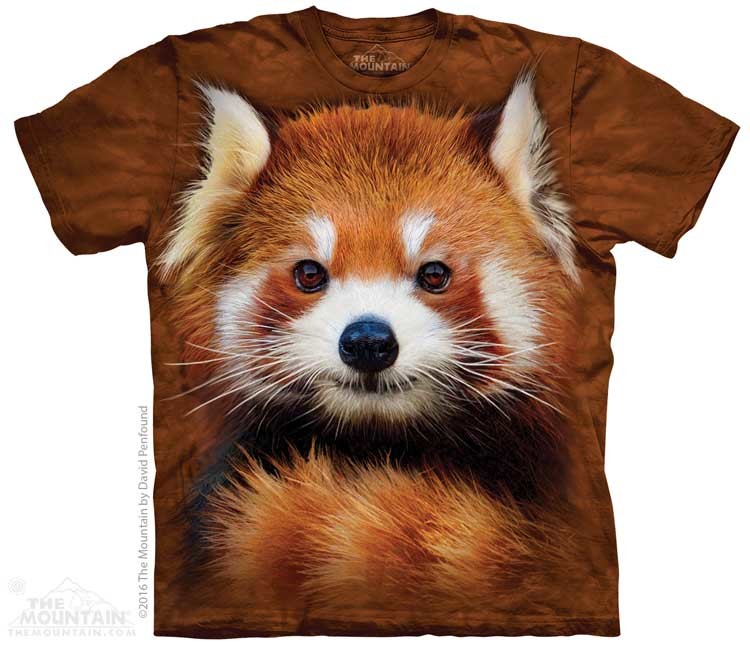 Pánské batikované triko The Mountain - Red Panda Portrait - hnědé Velikost: S