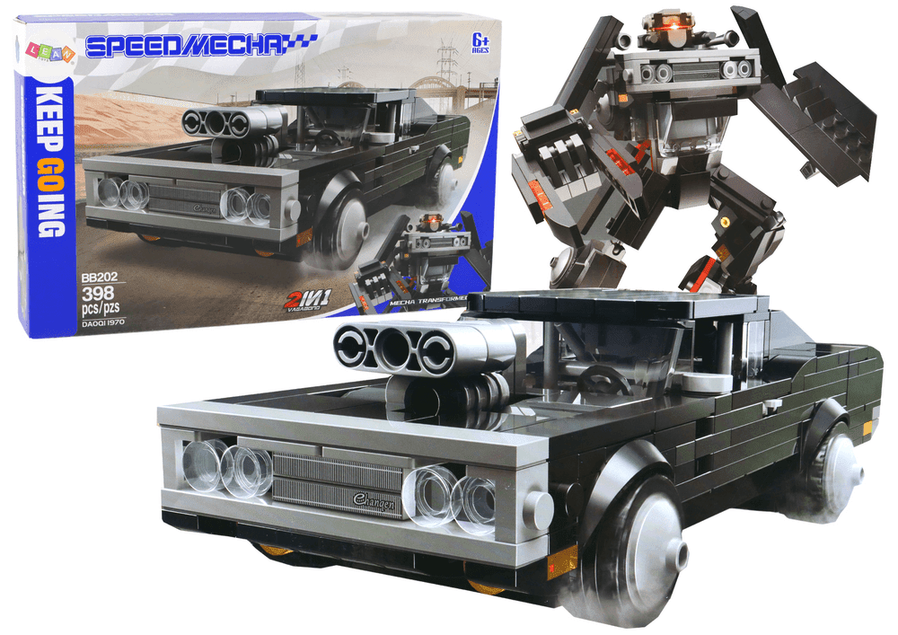 mamido Konstrukční Auto Robot Transformer 2v1 398 kusů černý