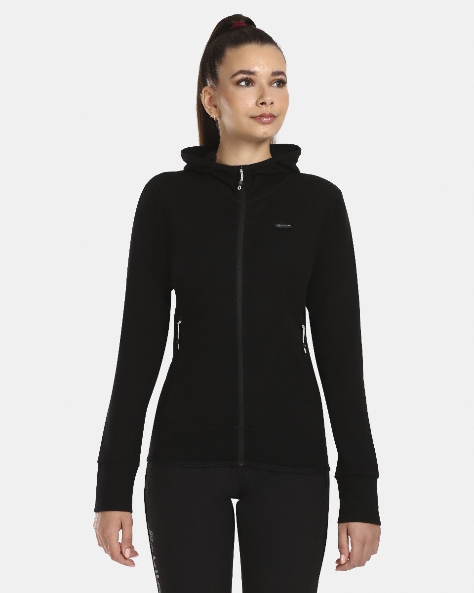 Dámský vlněný svetr s kapucí kilpi wolie-w černá 34