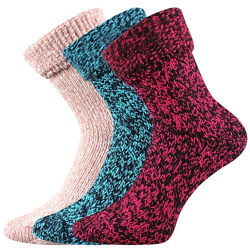 Ponožky silné dámské Voxx Tery 3 páry (modré, růžové, červené), 39-42