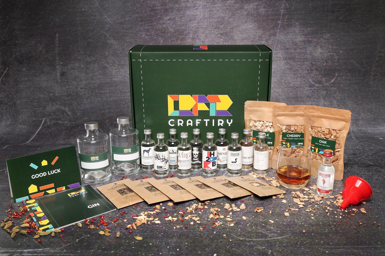 Degustační set 10 ginů + DIY sada na výrobu ginu