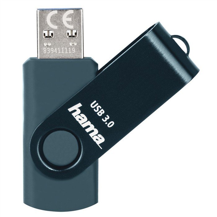 HAMA 182464 USB 3.0 FLASH DISK ROTATE, 64 GB, 70 MB/S, PETROLEJOVA MODRA